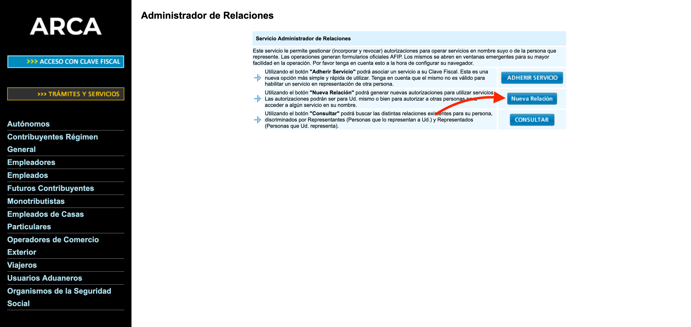 Boton Nueva Relacion